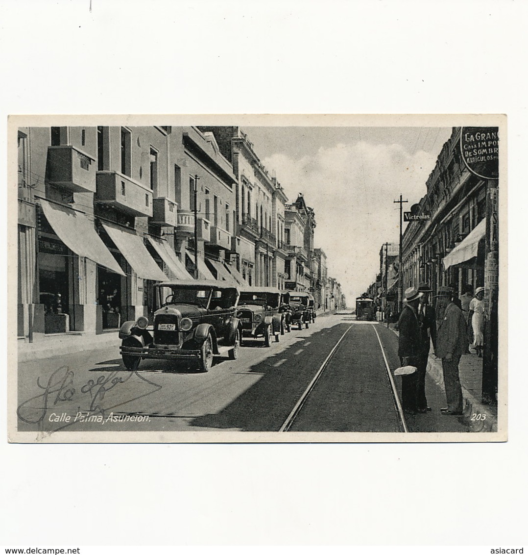 Asuncion Calle Palma Real Photo Carros Tram , Tramway American Cars - Paraguay