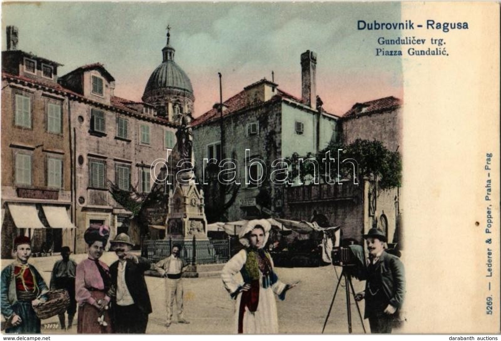 ** T1 Dubrovnik, Ragusa; Gundulicev Trg. / Piazza Gundulic / Square, Market. Montage With Photographer - Non Classificati