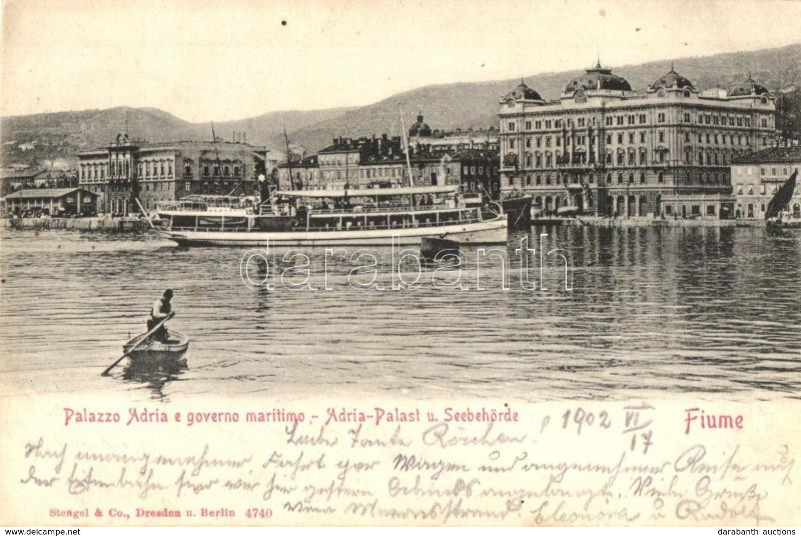 T2 1902 Fiume, Rijeka; Palazzo Adria E Governo Maritimo / Adria Palast U. Seebehörde / Palace, Maritime Government, Stea - Non Classificati