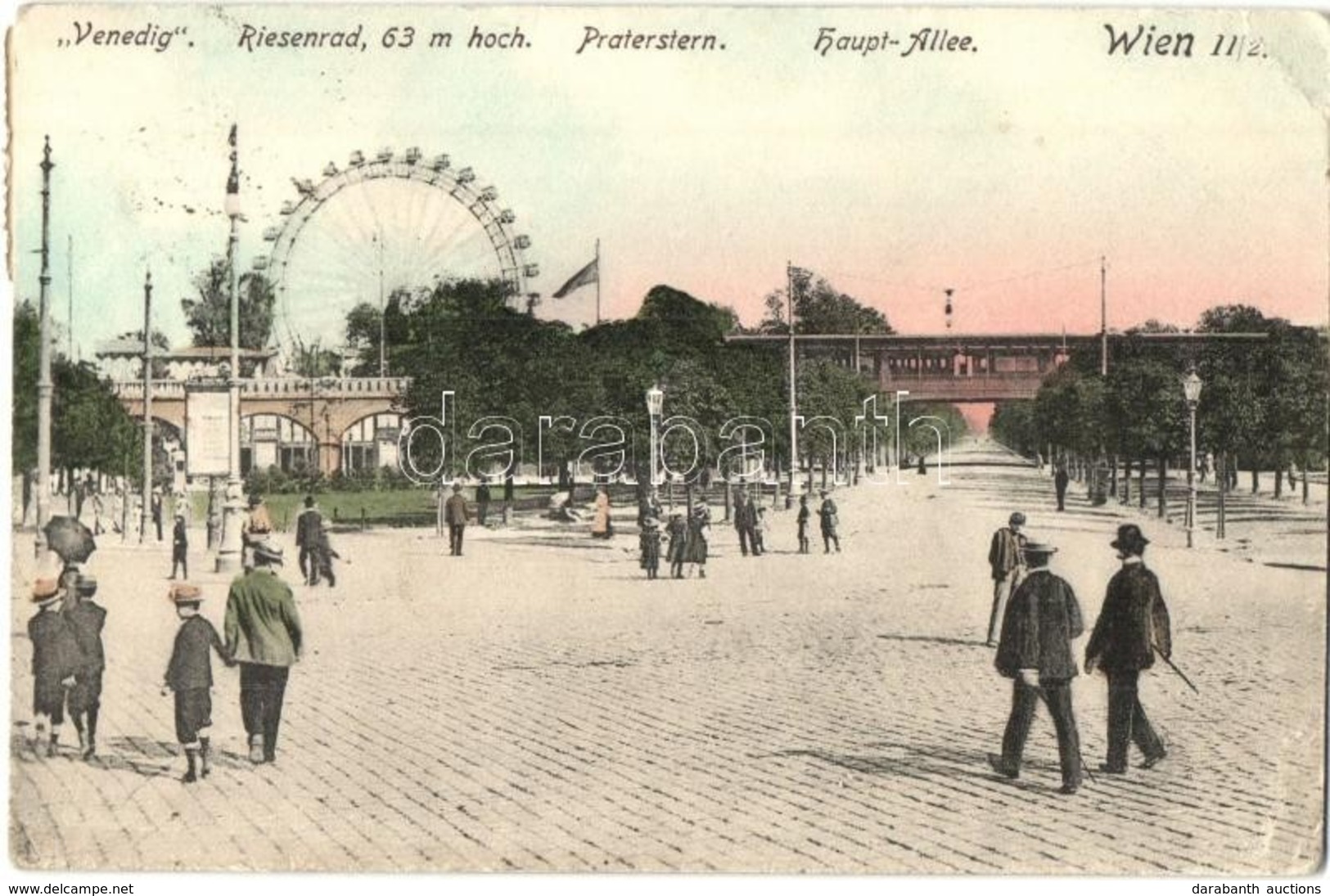 T2/T3 Vienna, Wien II. 'Venedig In Wien', Riesenrad, Praterstern, Haupt Allee. P. Ledermann 1908. / Amusement Park (EK) - Non Classificati