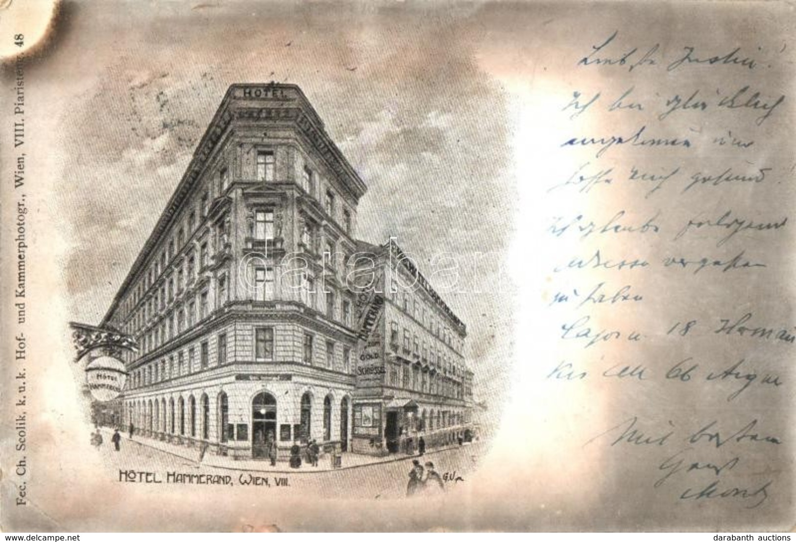 * T2/T3 1907 Vienna, Wien VIII. Hotel Hammerand. Ch. Scolik K.u.k. Hof Und Kammerphotogr. (fa) - Non Classificati