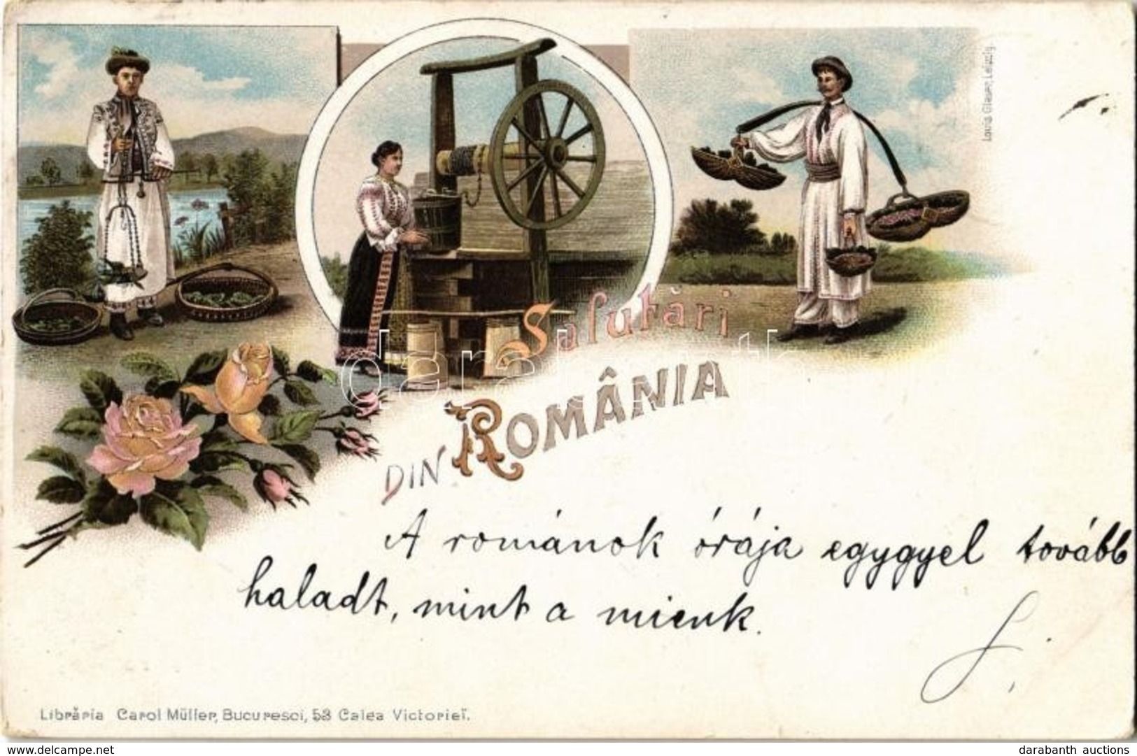 * T2/T3 1897 (Vorläufer!) Salutari Din Romania / Romanian Folklore, Libraria Carol Müller Art Nouveau, Floral, Litho - Non Classificati