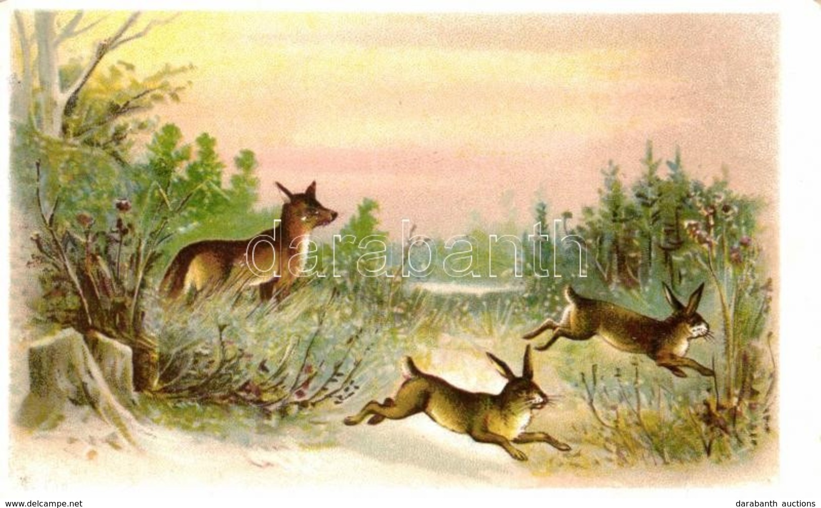 ** T2 Fox With Rabbits Litho - Ohne Zuordnung