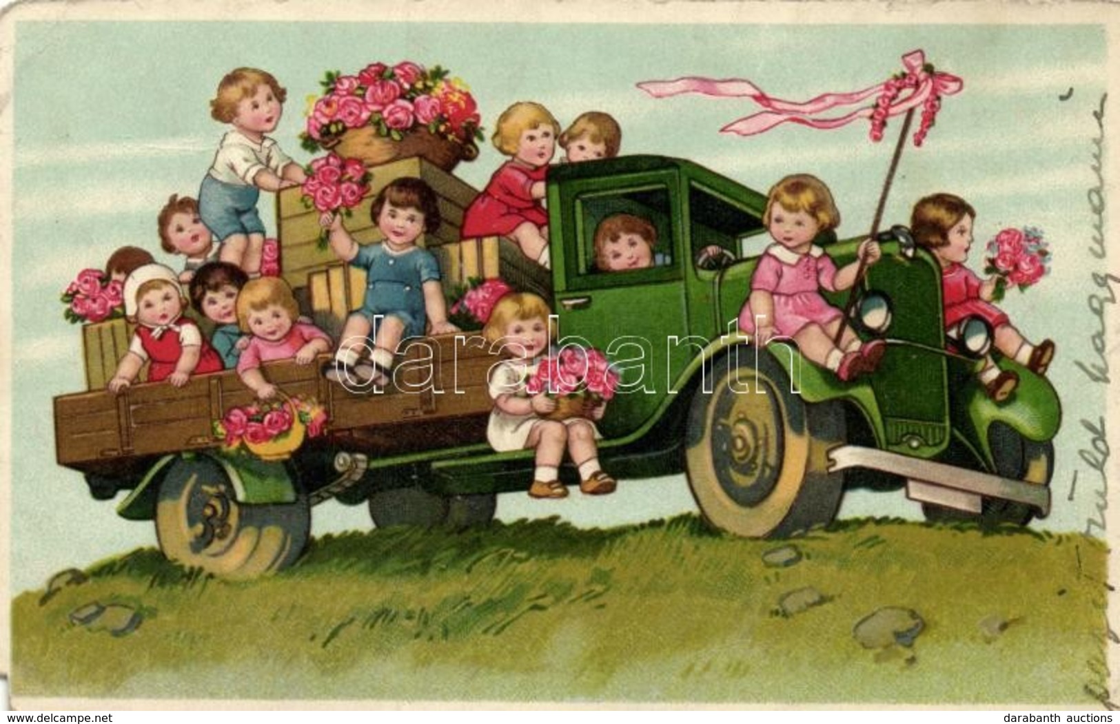 * T4 Children, Truck, Automobile, Greeting Card, B.Co. B. 8860. Litho (EM) - Non Classificati