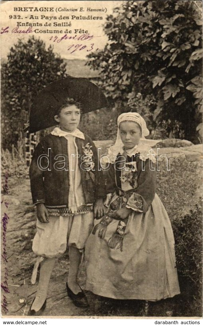 T2/T3 1903 Bretagne. Au Pays Des Paludiers, Enfants De Saillé, Costume De Fete / French Folklore (EK) - Non Classificati