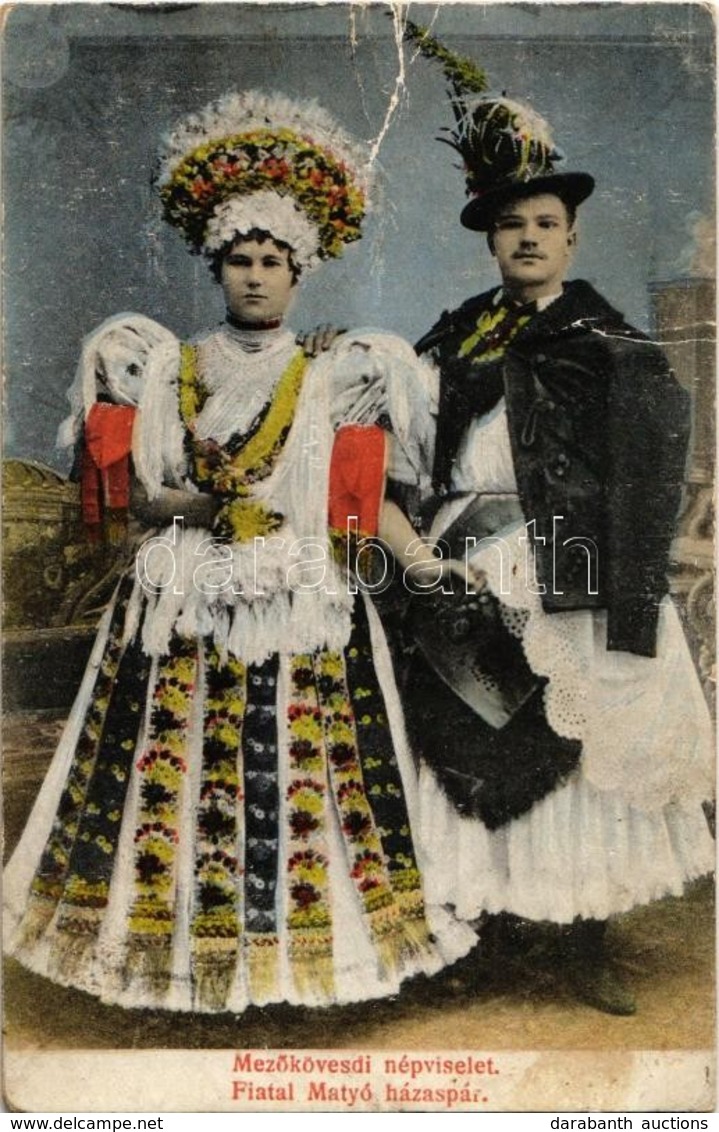 T3 1918 Mezőkövesdi Népviselet, Fiatal Matyó Házaspár / Hungarian Folklore From Mezőkövesd (fa) - Non Classificati