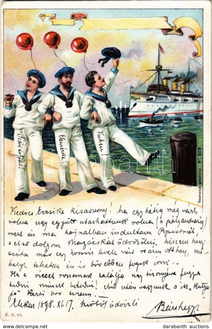 T2/T3 1898 K.u.K. Kriegsmarine. Mariners Humour Greeting Card. E.G. 86. Litho - Non Classificati