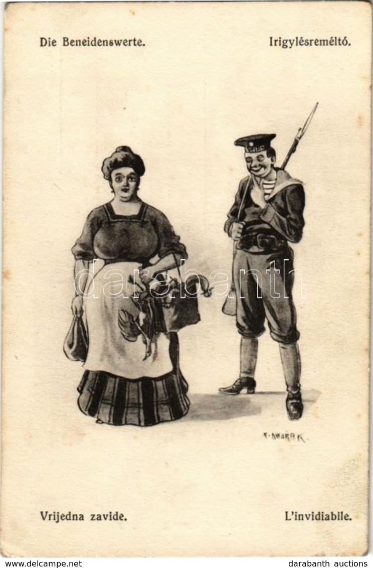 ** T2/T3 Die Beneidenswerte / Irigylésreméltó / Austro-Hungarian Navy K.u.K. Kriegsmarine Humorous Mariner Art Postcard. - Non Classificati