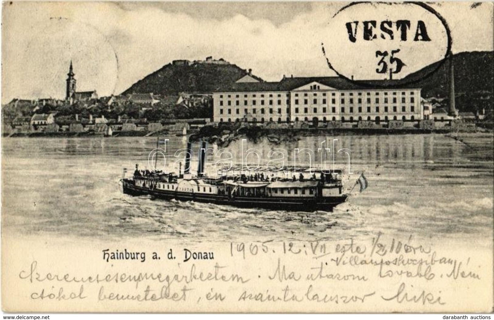 T2 Vesta Oldalkerekes Gőzhajó Hainburg An Der Donau-nál / Hungarian Passenger Steamship In Hainburg An Der Donau - Non Classificati