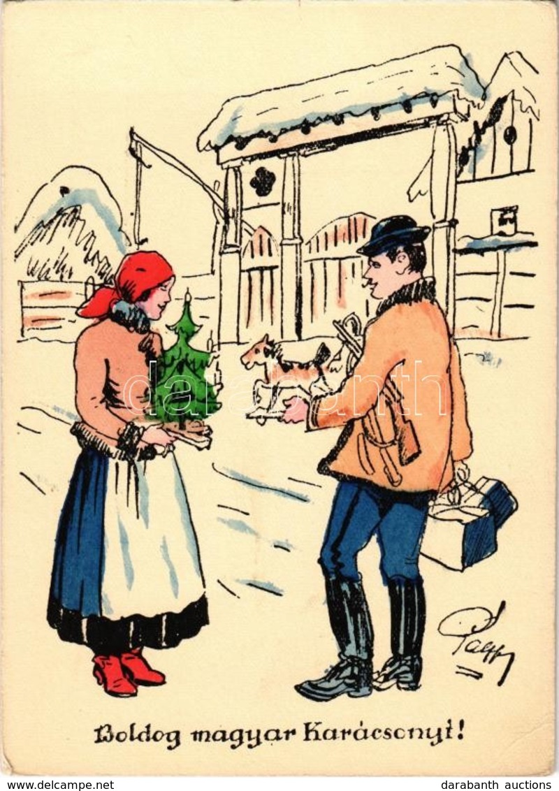 ** T2/T3 Boldog Magyar Karácsonyt! / Hungarian Irredenta Christmas Greeting Art Postcard S: Pálffy (EK) - Non Classificati