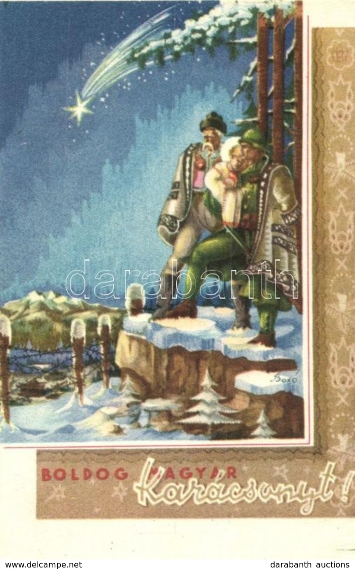 T2 Boldog Magyar Karácsonyt! / Hungarian Christmas Irredenta Art Postcard. S: Bozó - Non Classificati