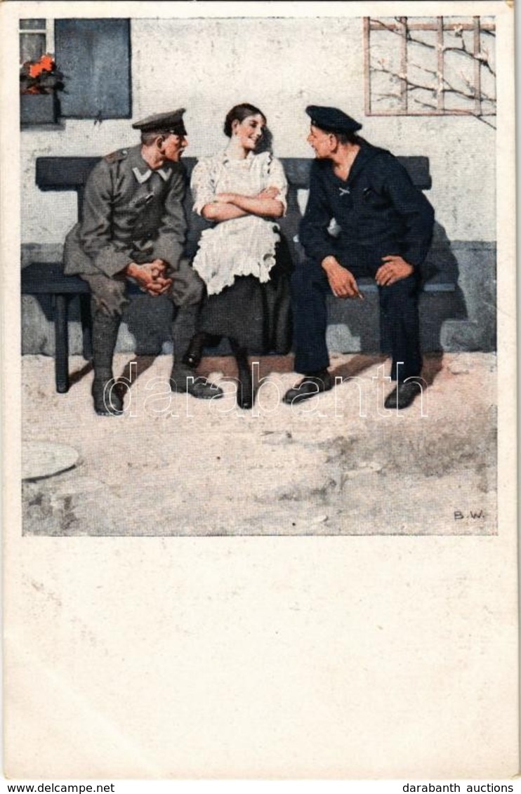 ** T2 Geplänkel. Kriegspostkarten Von B. Wennerberg Nr. 16. / WWI German Military Art Postcard, Woman With Mariner And O - Non Classificati