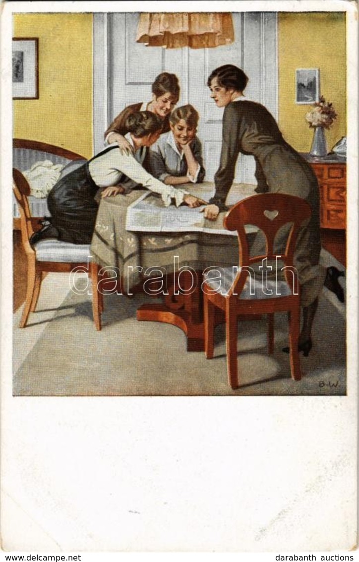 ** T2/T3 Der Stammgast. Kriegspostkarten Von B. Wennerberg Nr. 6. / WWI German Military Art Postcard, Women Planning Str - Non Classificati