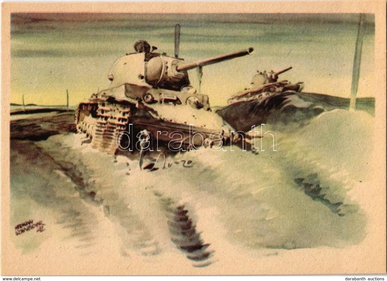 ** T2 Abgeschossene Sowjetpanzer Vor Bely-Werch. Erich Gutjahr Bildverlag. Bestell-Nr. 80. / WWII German Military Art Po - Non Classificati