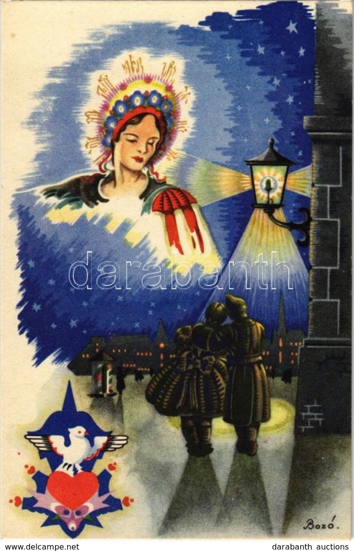 ** T1 Második Világháborús Katonai üdvözlőlap / WWII Hungarian Military Greeting Art Postcard S: Bozó - Non Classificati