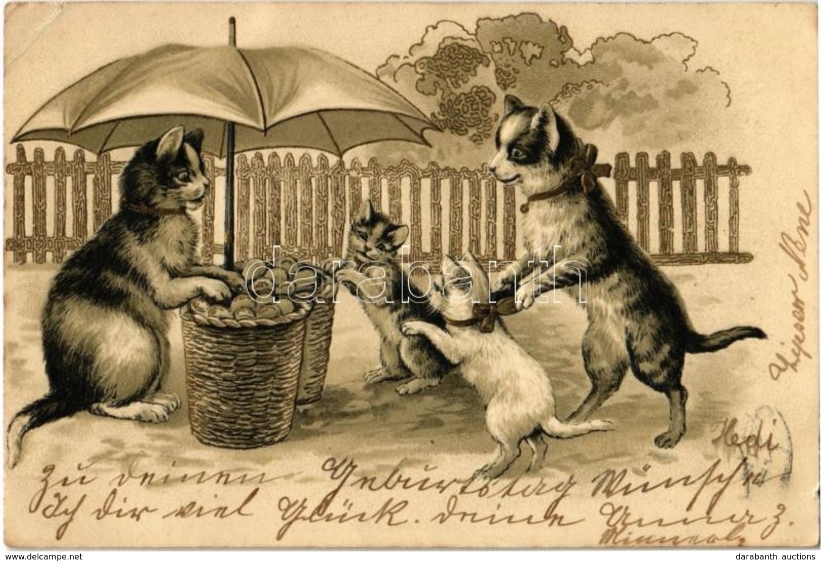 T2 1902 Cats With Baskets. Emb. Litho (EK) - Non Classificati