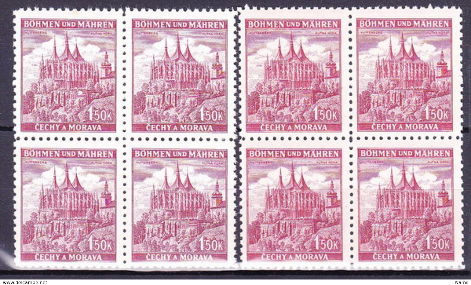 Boheme Et Moravie 1941 Mi 69 (Yv 51), (MNH)** Blocs De 4 - Unused Stamps