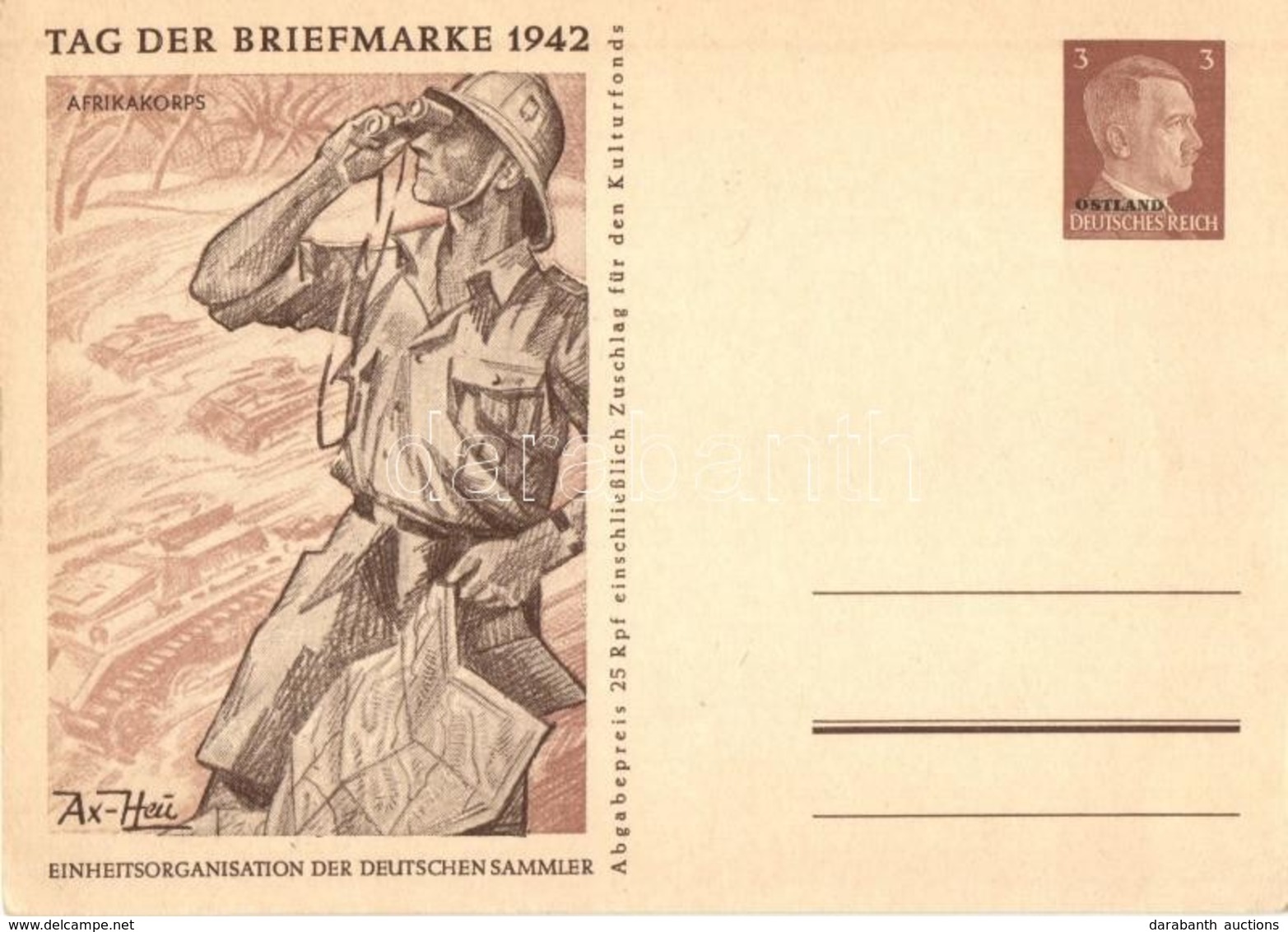 ** T2/T3 1942 Tag Der Briefmarke, Afrikakorps. Einheitsorganisation Der Deutschen Sammler / WWII Day Of The German Stamp - Non Classificati