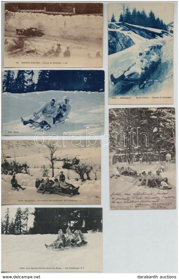 ** * 6 Db RÉGI Téli Sport Motívumú Képeslap: Bobszán / 6 Pre-1910 Winter Sport Motive Postcards: Bob-sleigh - Ohne Zuordnung