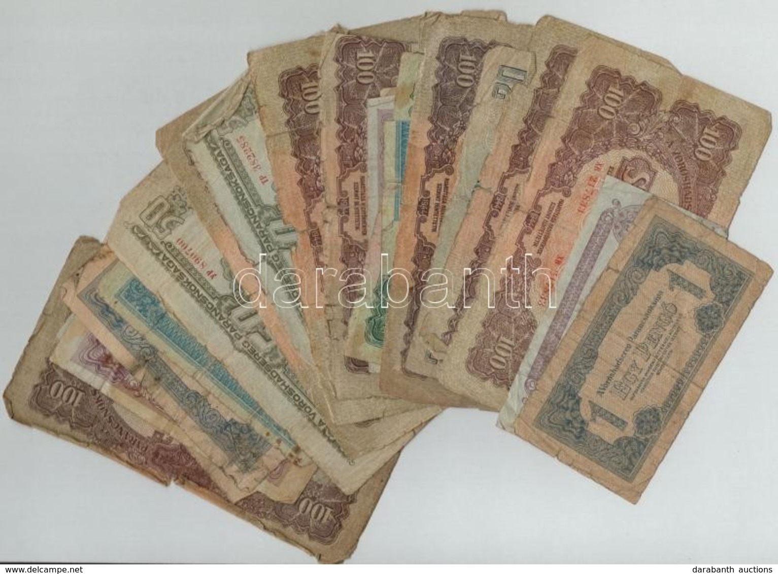 1944. 1P-100P (25x) 'A Vöröshadsereg Parancsnoksága' T:III-,IV Rossz Tartású Bankjegyek - Non Classificati