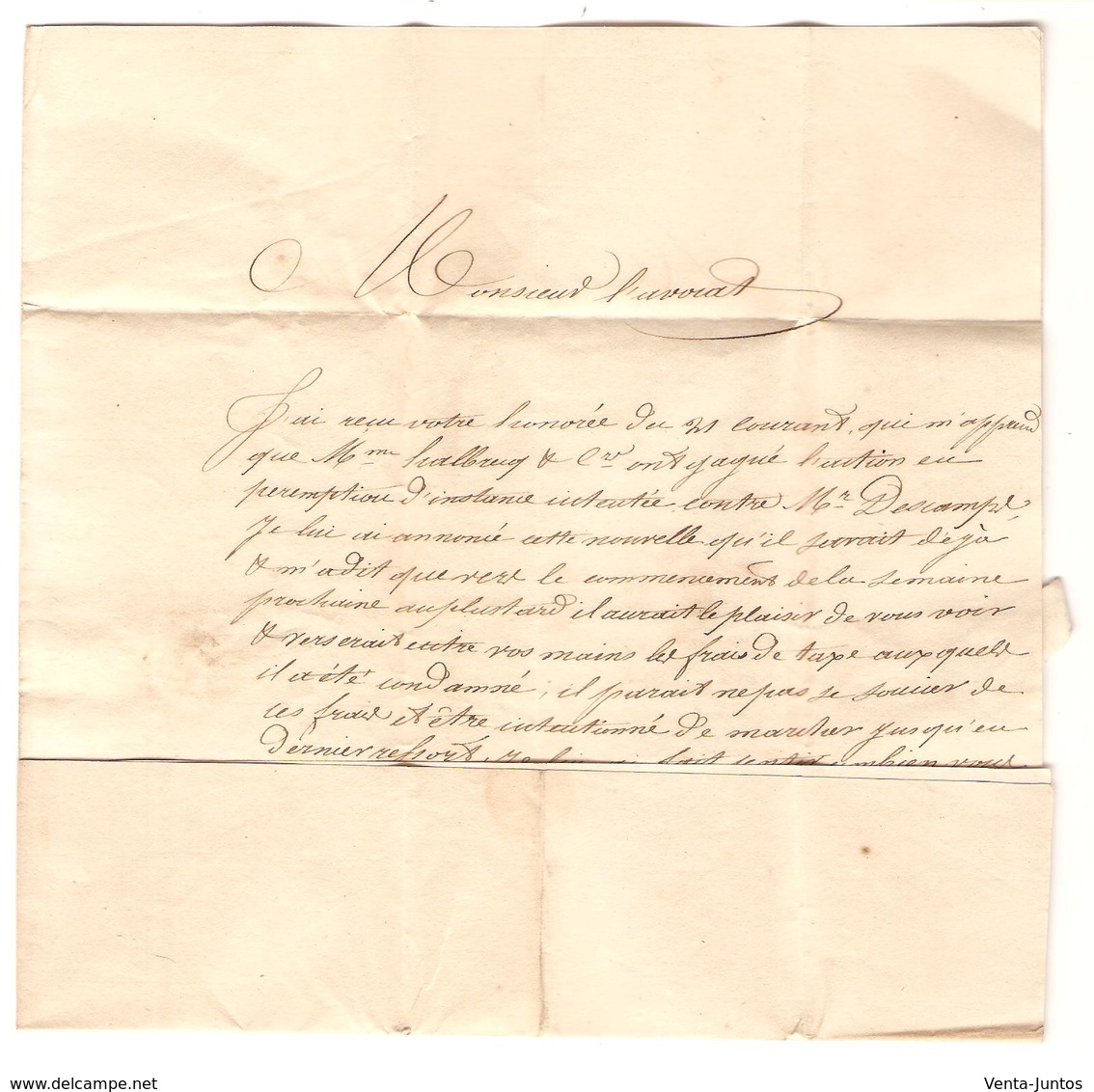 AOP26/ LAC De Solre Sur Sambre 27/6/1834 C.Rouge Mons Port 10 V.Fontaine Lévêque Pont De Sambre Souligné - 1830-1849 (Belgique Indépendante)