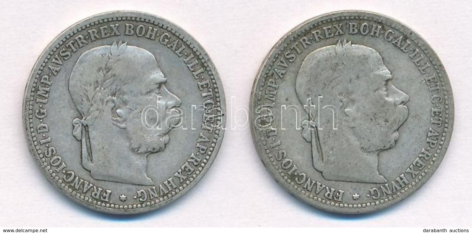 Ausztria 1893. 1K Ag 'Ferenc József' (2x) T:2- Austria 1893. 1 Corona Ag 'Franz Joseph' (2x) C:VF - Non Classificati