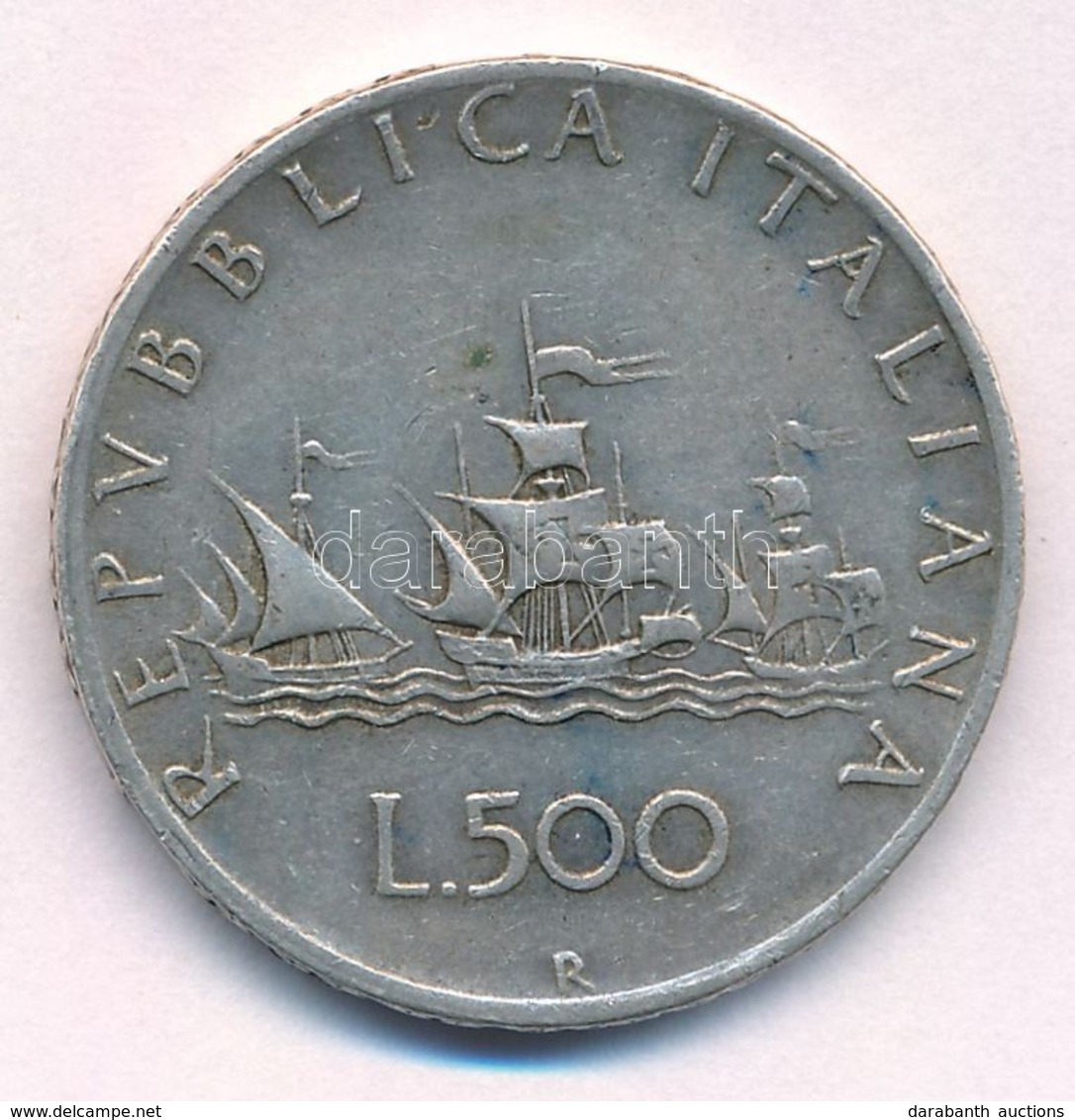 Olaszország 1961R 500L Ag 'Kolumbusz Hajói' T:2
Italy 1961R 500 Lire Ag 'Columbus' Ships' C:XF
Krause KM#98 - Non Classificati