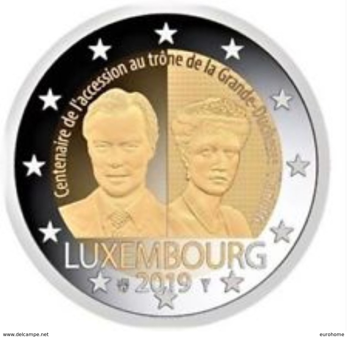 Luxemburg  2019  2 Euro Comm. 100 Ste Verj Van De Troonsbestijging Van Grand Duchesse Charlotte UNC Uit De Rol !!!! - Lussemburgo