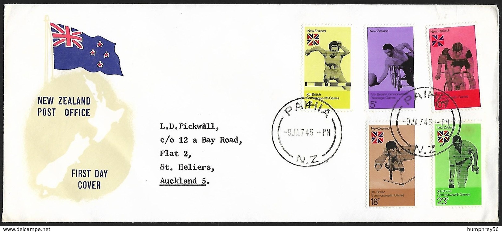 1974 - NEW ZEALAND - FDC Commonwealth Games + SG 1041/1045 + PAIHIA - FDC