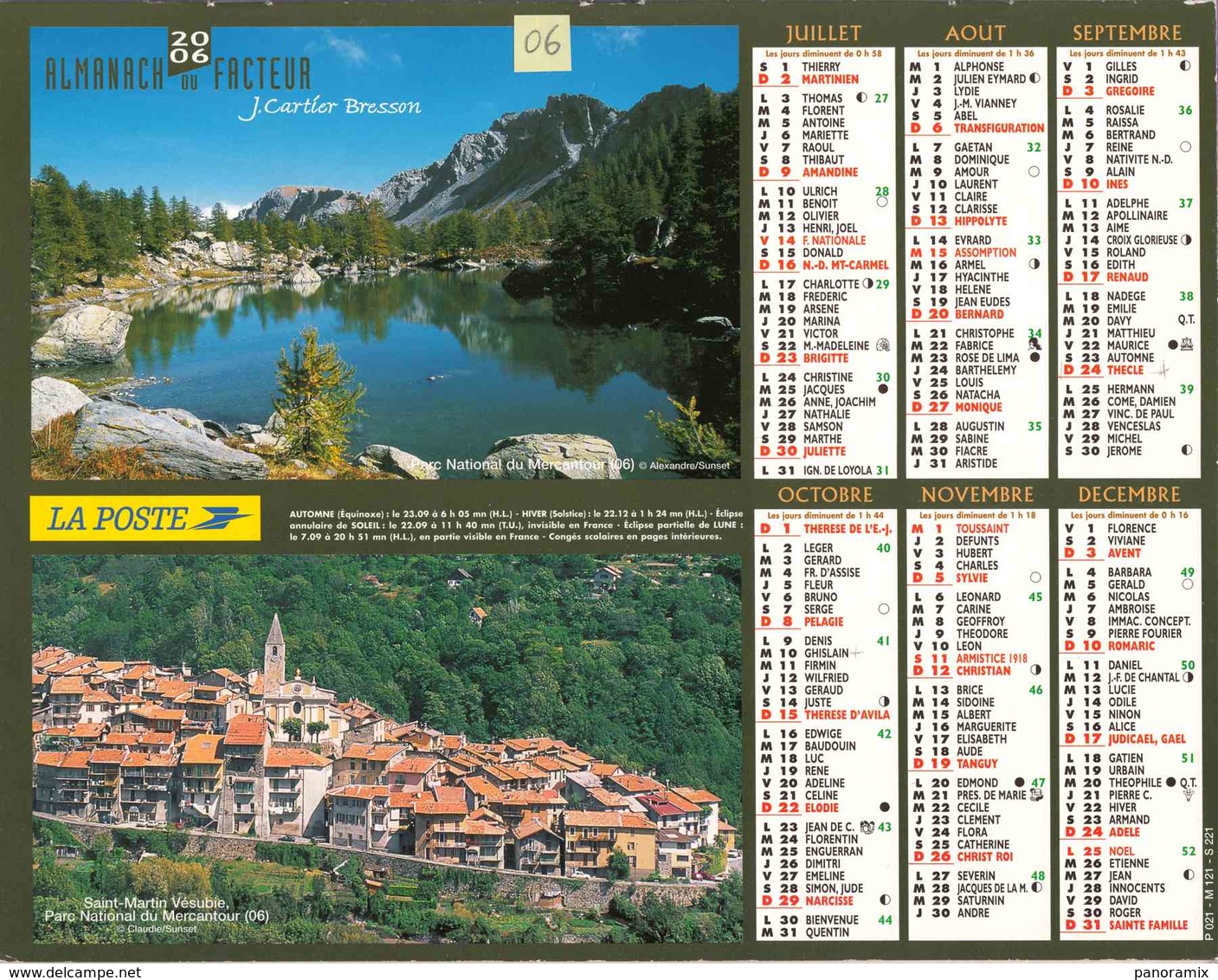 °° Calendrier Almanach La Poste 2006 Cartier Bresson - Dépt 06 - Vues De Toulouse Et Du Mercantour - Big : 2001-...