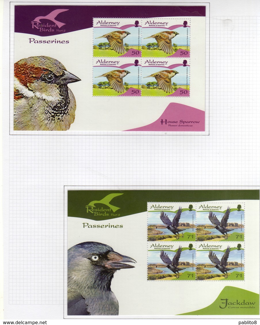 ALDERNEY 2007 FAUNA AVICOLA RESIDENT BIRDS PASSERINES UCCELLI RESIDENTI BLOCK SHEETS FULL SET SERIE FOGLIETTI MNH - Alderney