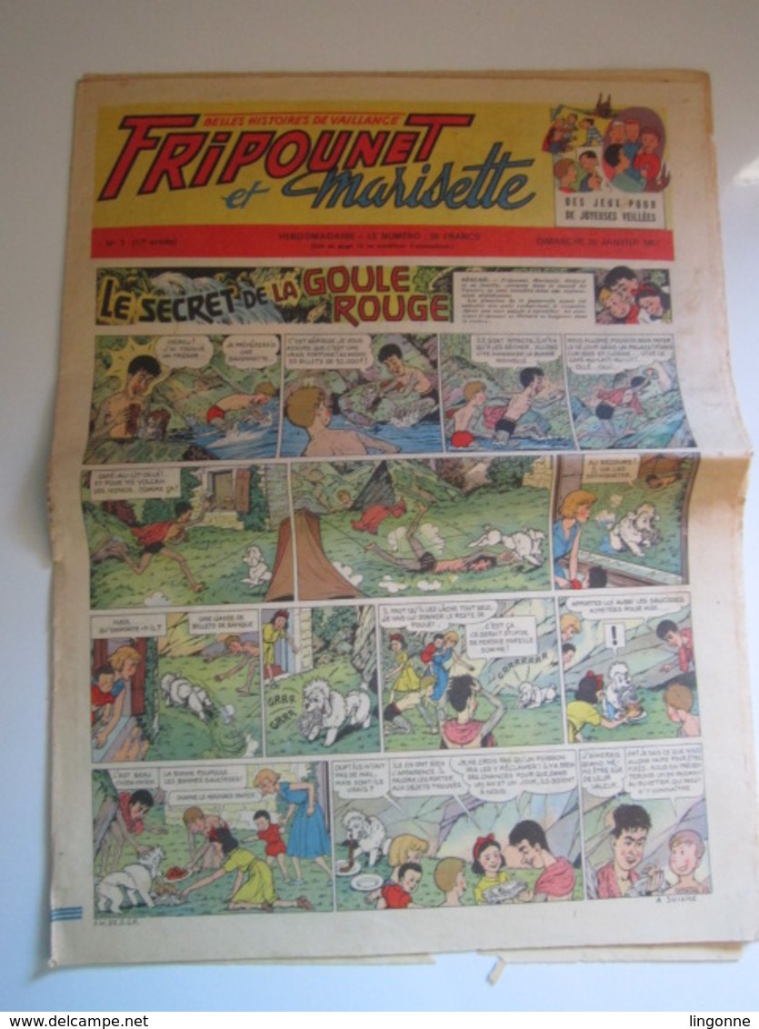 Magazine Hebdomadaire FRIPOUNET ET MARISETTE 1957 - N° 3 (En L'état) - Fripounet