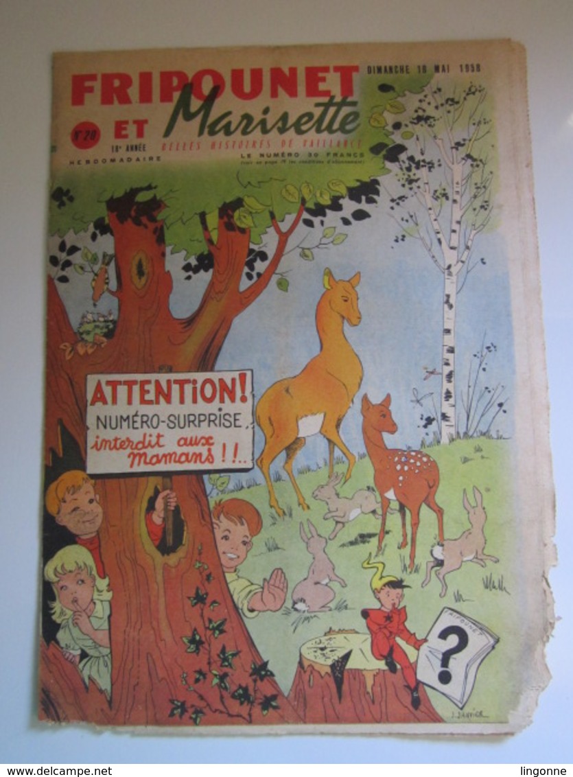 Magazine Hebdomadaire FRIPOUNET ET MARISETTE 1958 - N° 20 (En L'état) - Fripounet