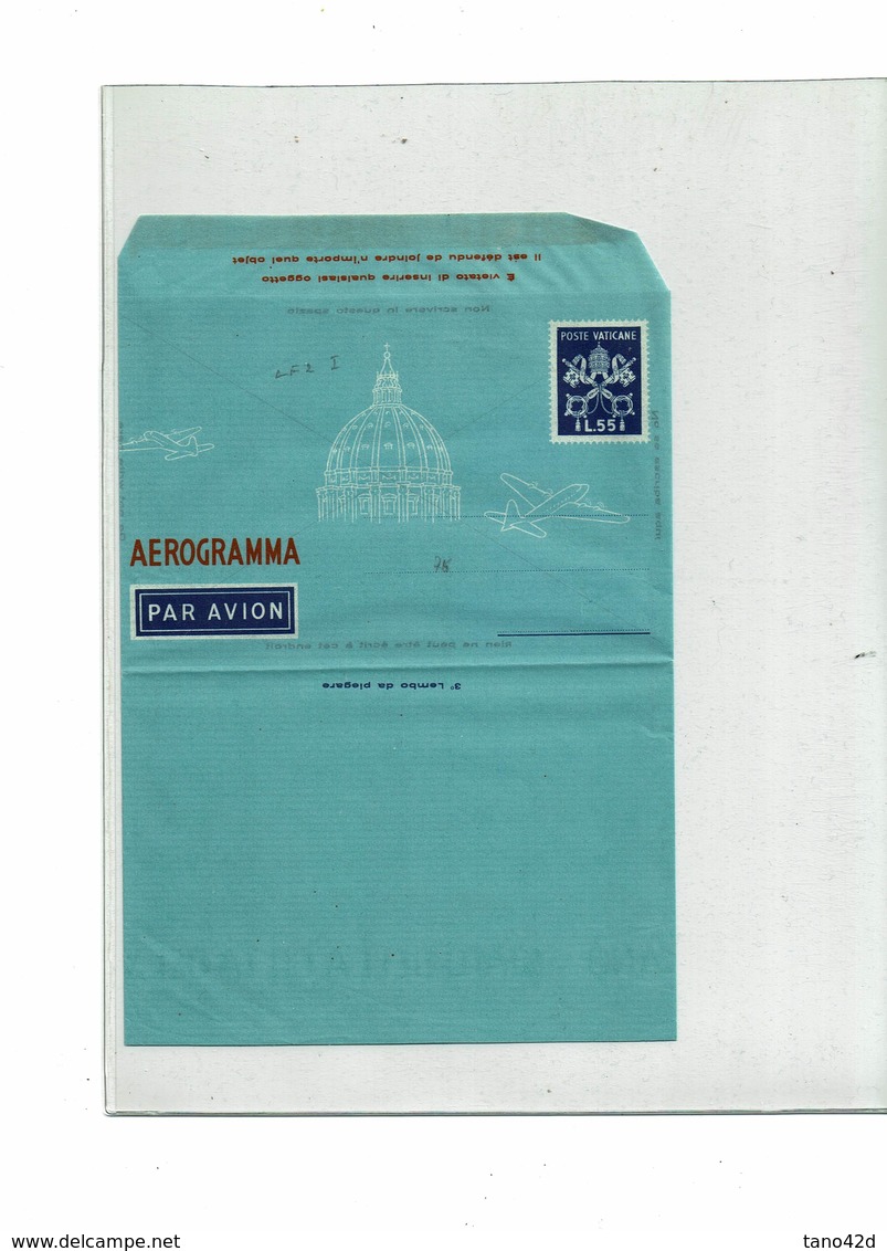 FAL10- CITE DU VATICAN - AEROGRAMME 55L "1/2/3 LEMBO DA PIEGARE" - Postal Stationeries