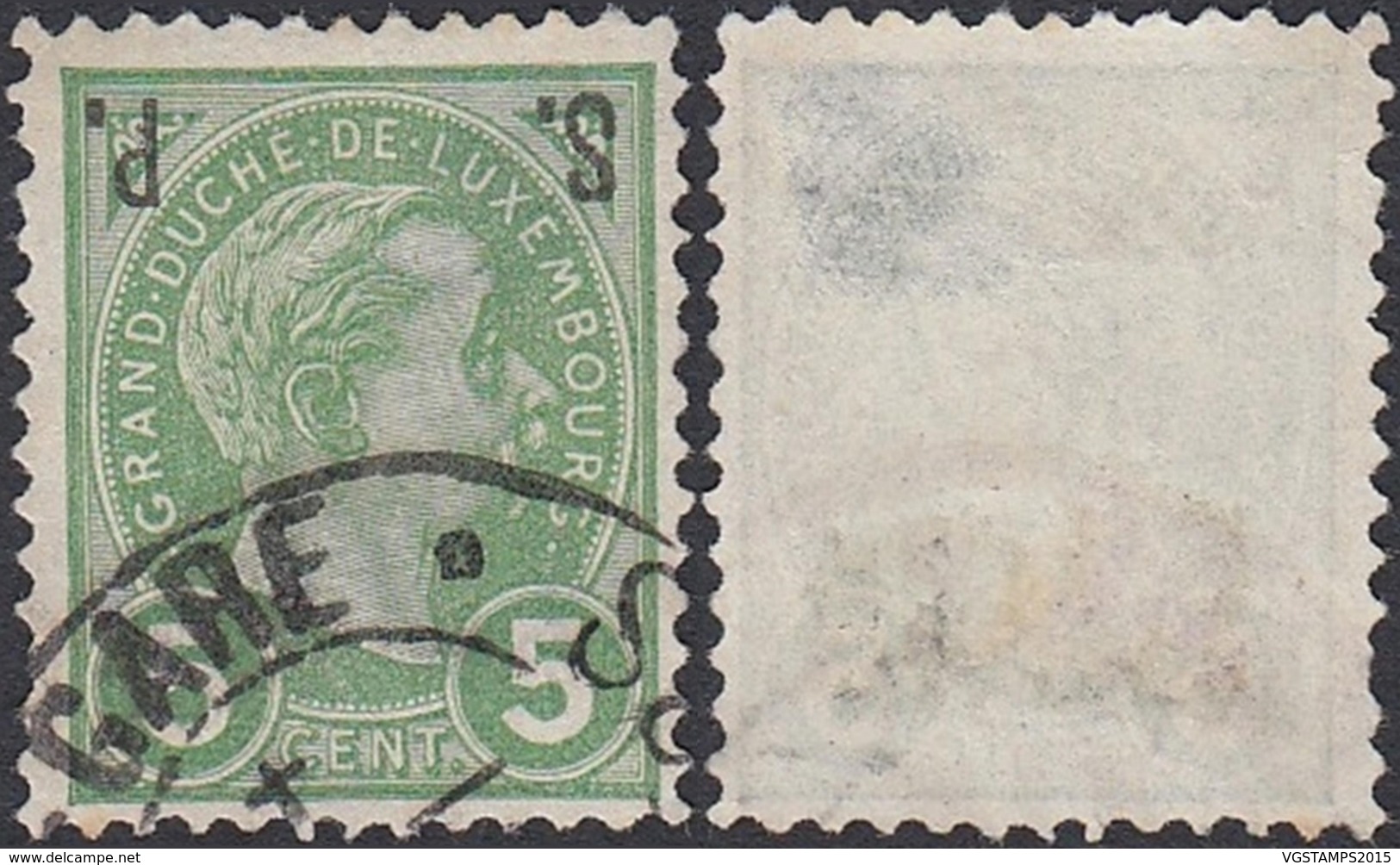 LUXEMBOURG SERVICE PRIFIX 80a SURCHARGE RENVERSEE PETIT DEFAUT RR (BE) DC-3727 - 1895 Adolphe Right-hand Side