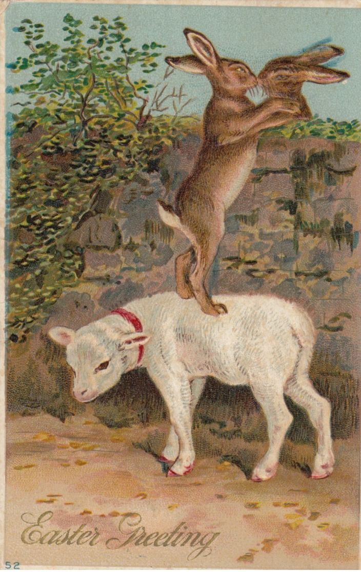 EASTER ; Lamb & Rabbits , 1914 - Easter