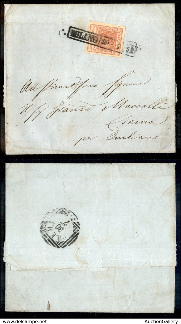 Antichi Stati Italiani - Lombardo Veneto - 15  Cent (5) - Lettera Da Milano A Crema Del 29.7.52 (160) - Otros & Sin Clasificación