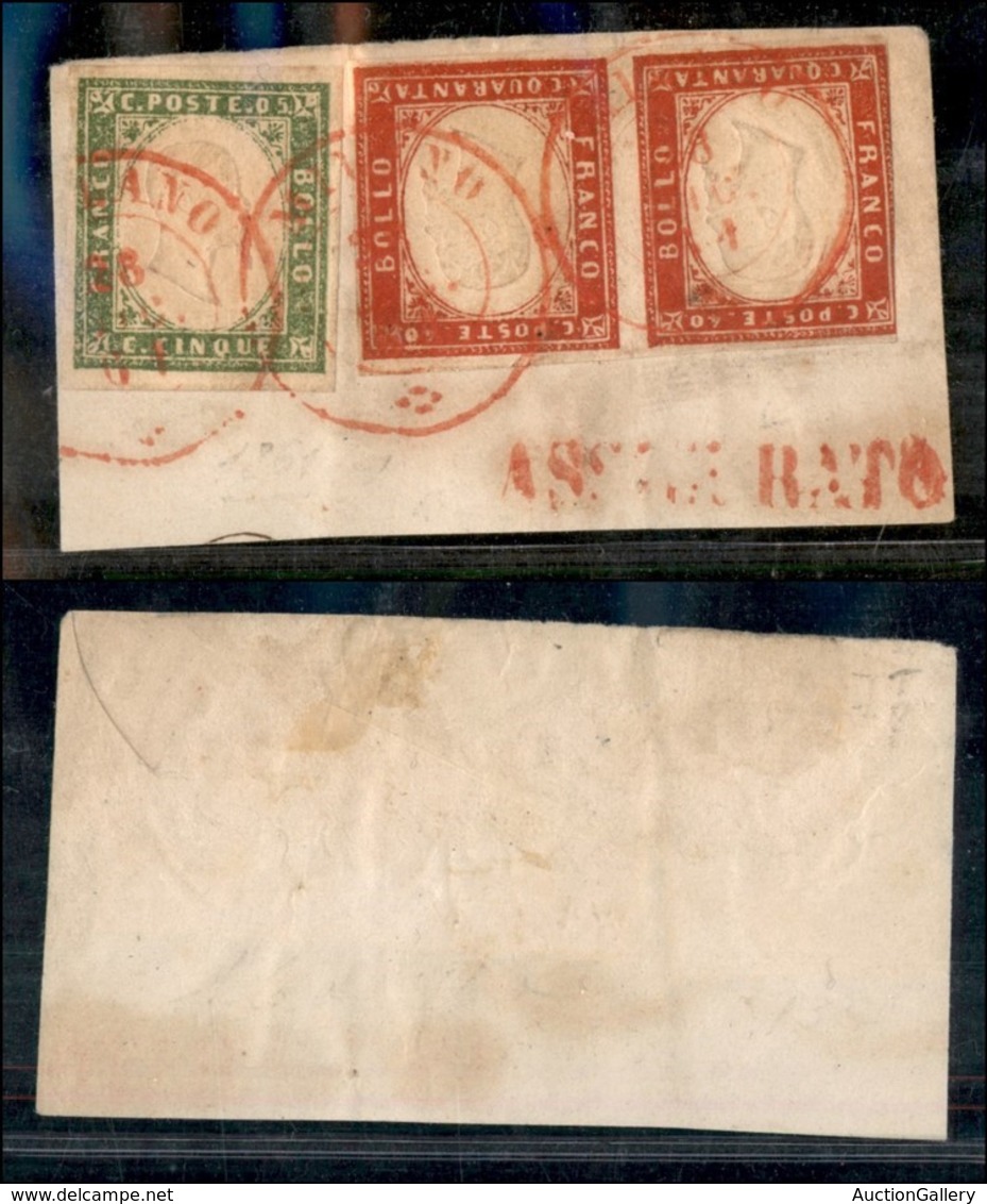 Antichi Stati Italiani - Lombardo Veneto - Milano 28.12.61 (rosso - P.ti 11) + Assicurato (rosso - A Lato) - Frammento C - Autres & Non Classés