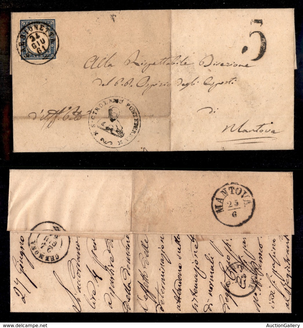 Antichi Stati Italiani - Lombardo Veneto - Sabbionetta (P.ti 4) - 20 Cent (15Cb - Sardegna) Su Lettera Per Mantova Del 2 - Other & Unclassified