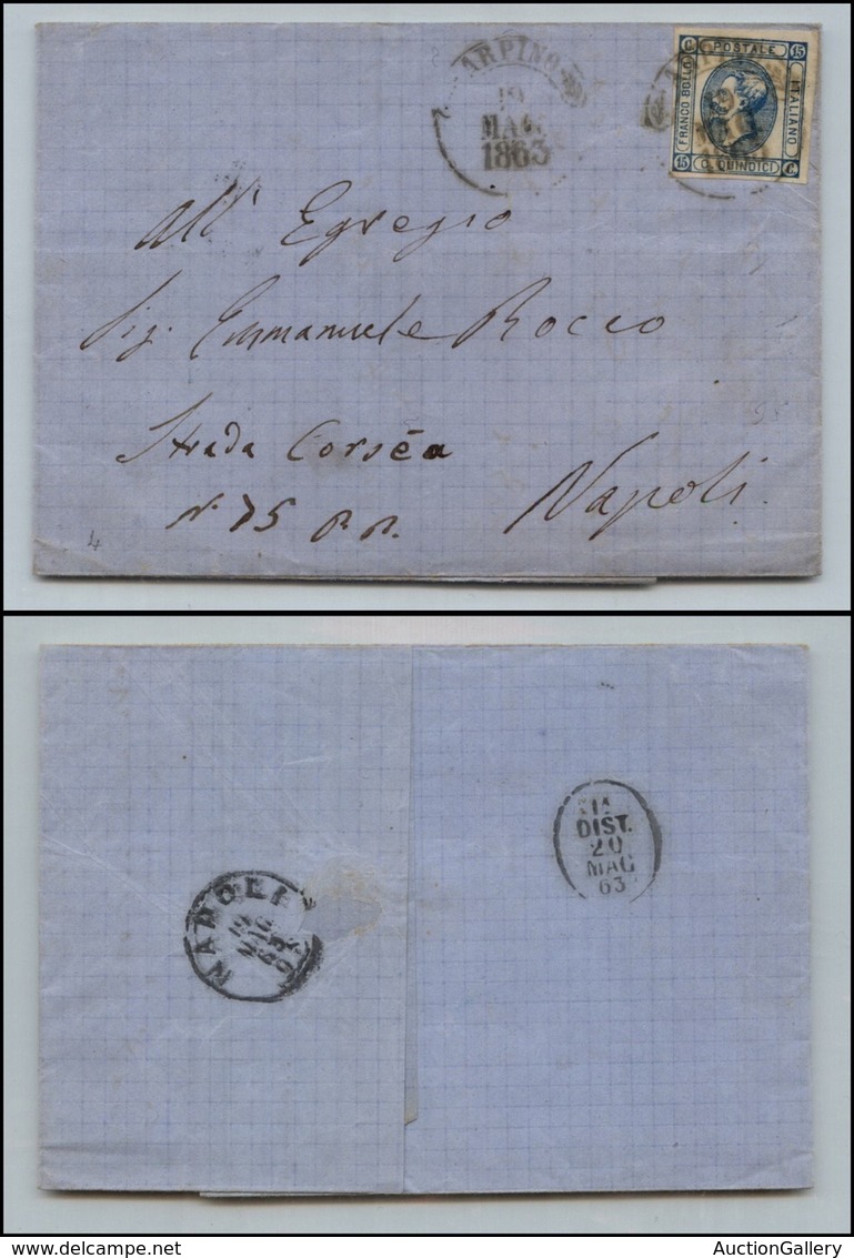 Antichi Stati Italiani - Napoli - Arpino (P.ti 4) - 15 Cent (12 - Regno) Su Letterina Per Napoli Del 19.5.1863 - Altri & Non Classificati