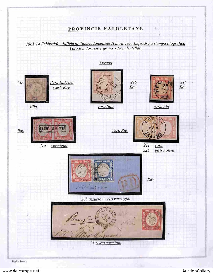 Antichi Stati Italiani - Province Napoletane - 1861 - Piccoli Insieme Di Sette Pezzi Singoli, Coppie E Frammenti Del 5 G - Other & Unclassified