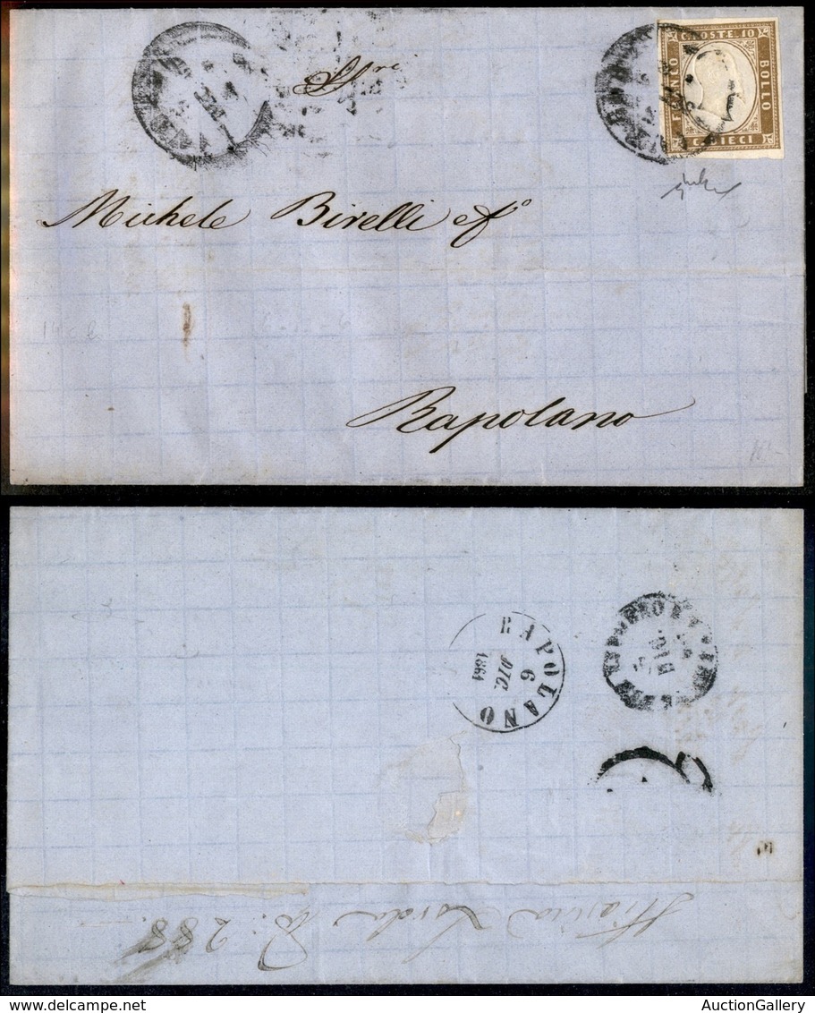 Antichi Stati Italiani - Sardegna - 10 Cent (14Co) - Lettera Da Livorno A Rapolano Del 5.12.61 - Chiavarello (300) - Altri & Non Classificati