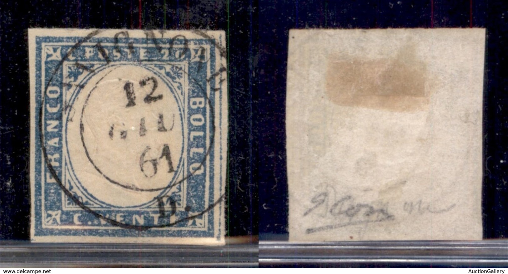 Antichi Stati Italiani - Sardegna - Savignone 12.6.61 (P.ti 9) Su 20 Cent (15Dd Cobalto Grigiastro) - Altri & Non Classificati