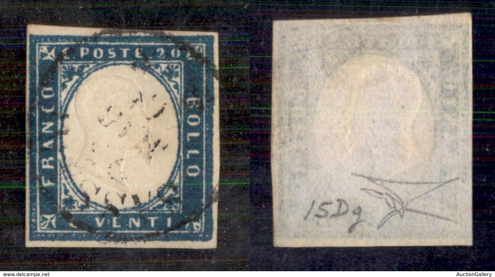 Antichi Stati Italiani - Sardegna - 1861 - 20 Cent (15Dg - Cobalto Verdastro) - Usato - Bottacchi (4000) - Other & Unclassified