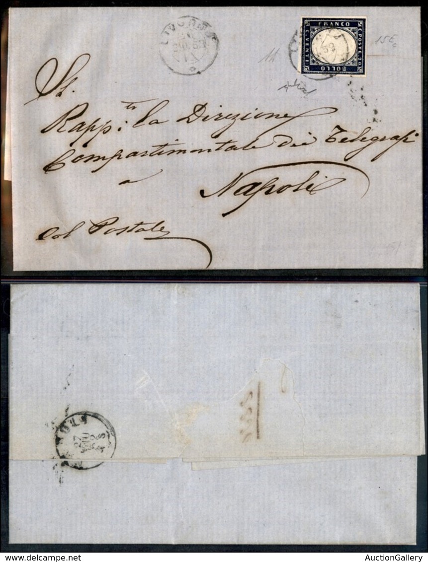 Antichi Stati Italiani - Sardegna - 20 Cent (15Ea) - Lettera Via Mare (col Postale - Manoscritto A Lato) Da Livorno A Na - Other & Unclassified