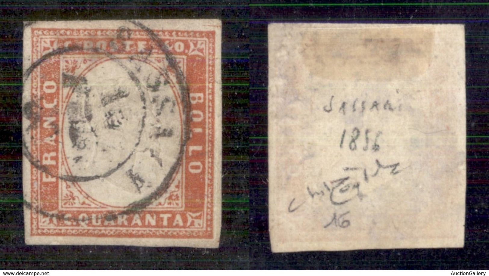 Antichi Stati Italiani - Sardegna - 1855 - 40 Cent (16 - Vermiglio Tenue) - Usato - Raybaudi (650) - Other & Unclassified