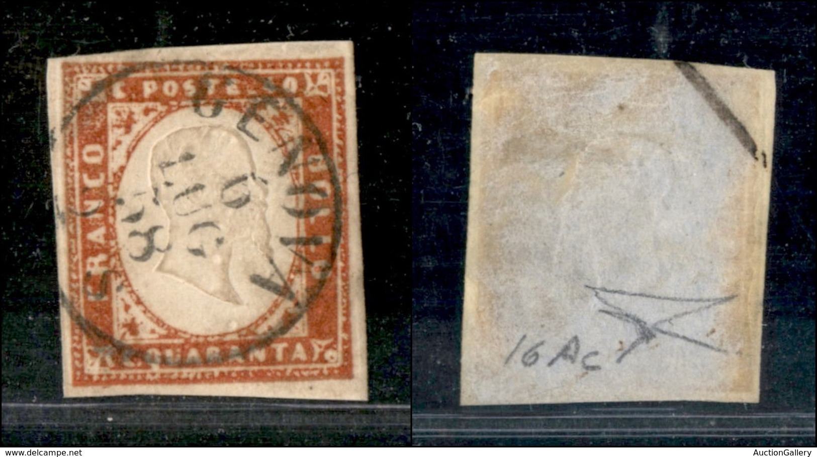 Antichi Stati Italiani - Sardegna - 1857 - 40 Cent (16Ac) Usato A Genova - Bottacchi (200) - Altri & Non Classificati
