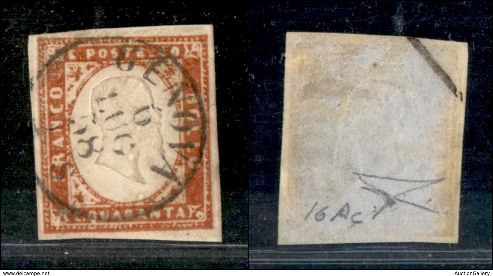 Antichi Stati Italiani - Sardegna - 1857 - 40 Cent (16Ac) Usato A Genova - Bottacchi (200) - Other & Unclassified