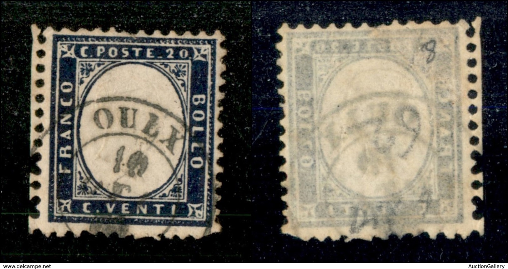 Antichi Stati Italiani - Sardegna - Oulx 10.10.62 (P.ti 8) Su 20 Cent (2 - Regno) Bordo Foglio - Autres & Non Classés