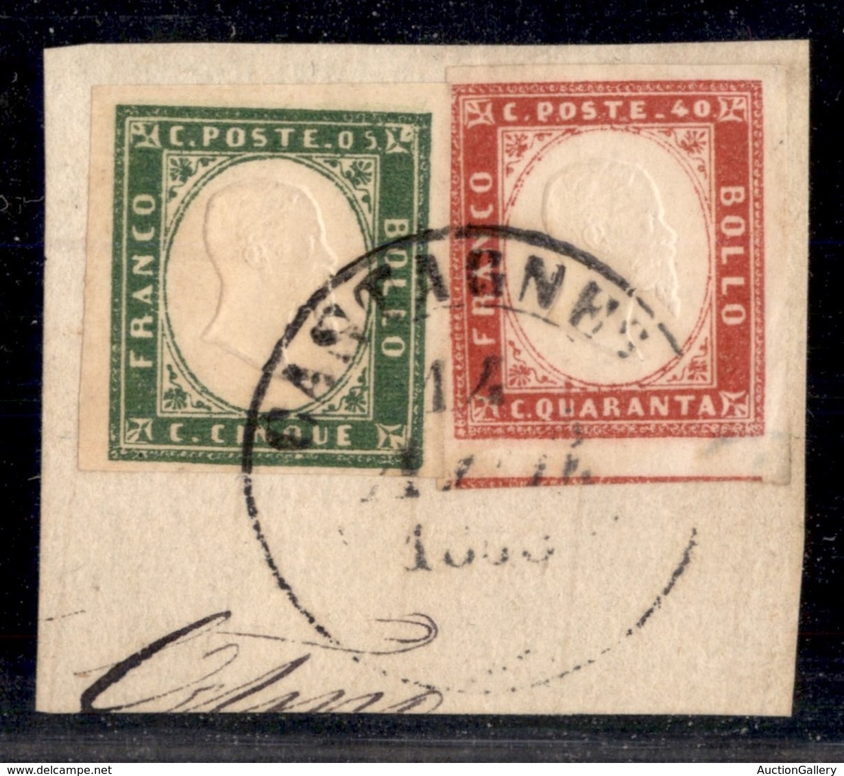 Antichi Stati Italiani - Toscana - Castagneto (P.ti 5) Su Sardegna - 5 Cent (13E) + 40 Cent (16Ea) Usati Su Frammento - Other & Unclassified